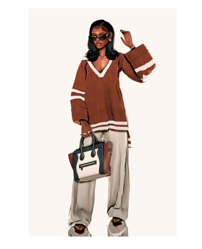 DIIJ - Oversized Sweater Top для Симс 4. Скачать мод