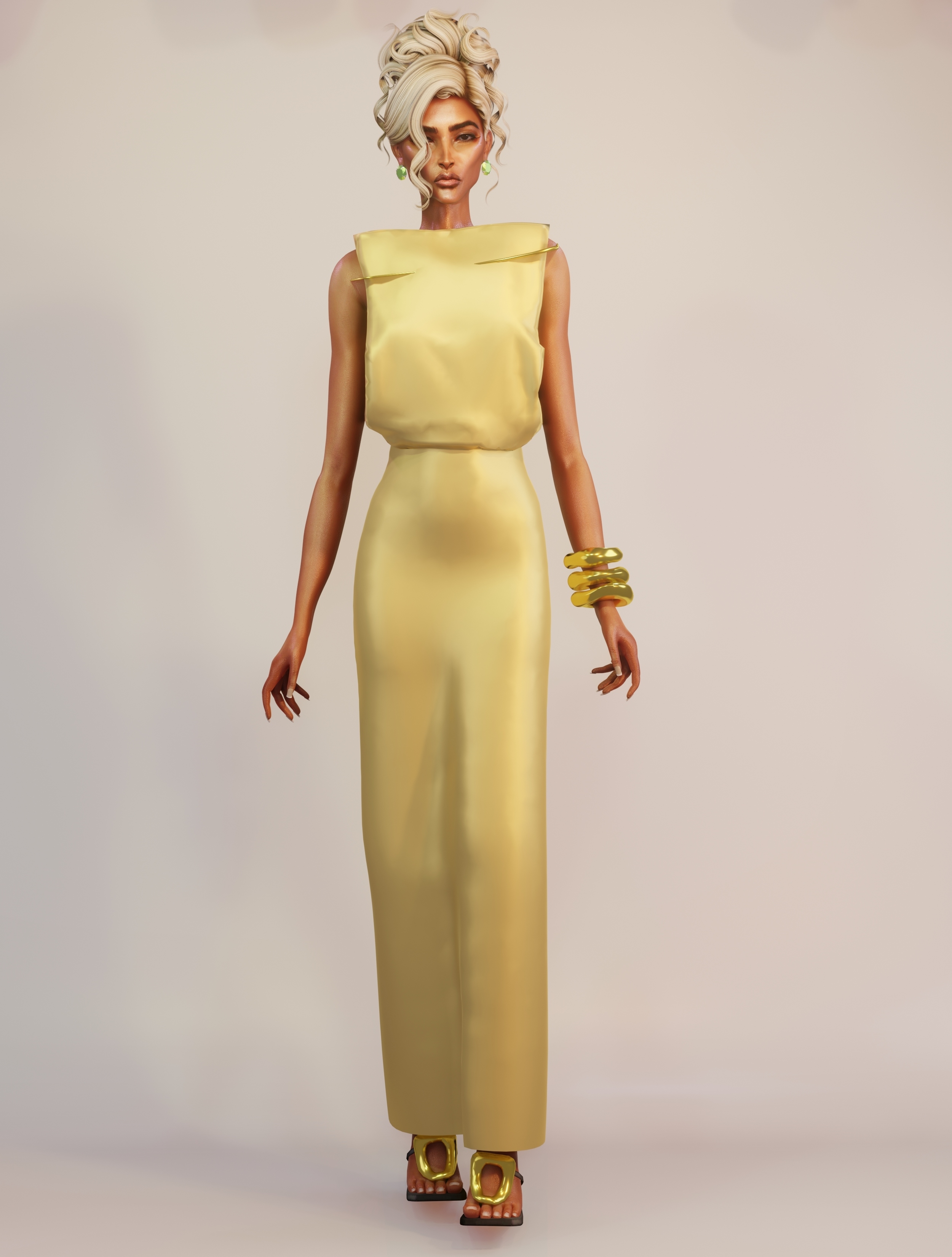 Длинное платье - Loewe Needle Gown для Симс 4. Скачать мод