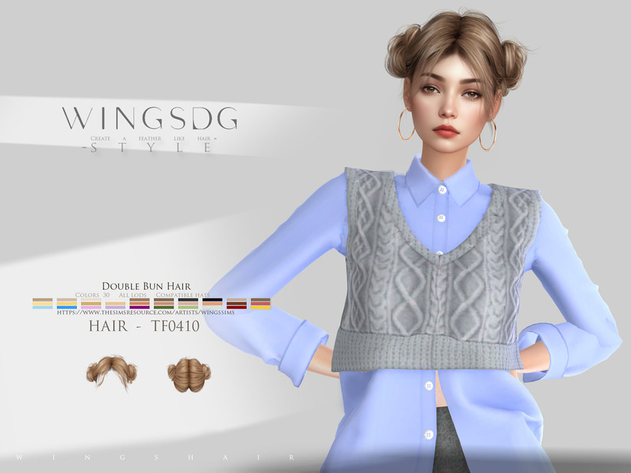 Double Bun Hair для Симс 4. Скачать мод
