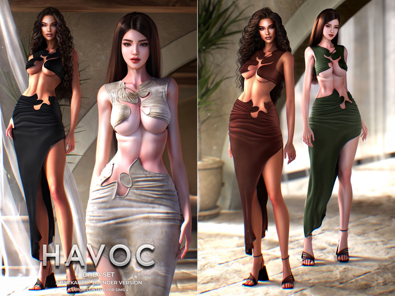 Drea Set - Top & Skirt для Симс 4. Скачать мод