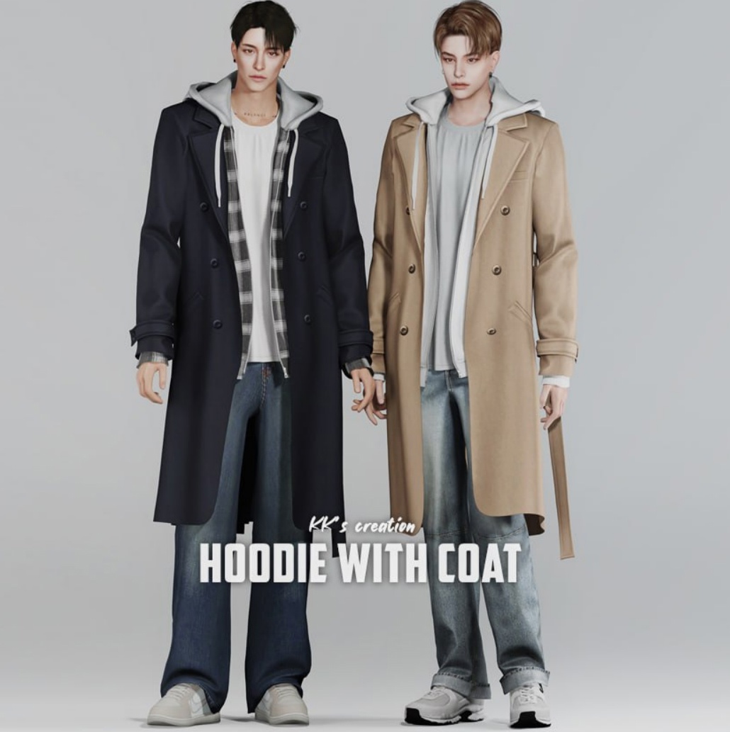 Hoodie with coat для Симс 4. Скачать мод