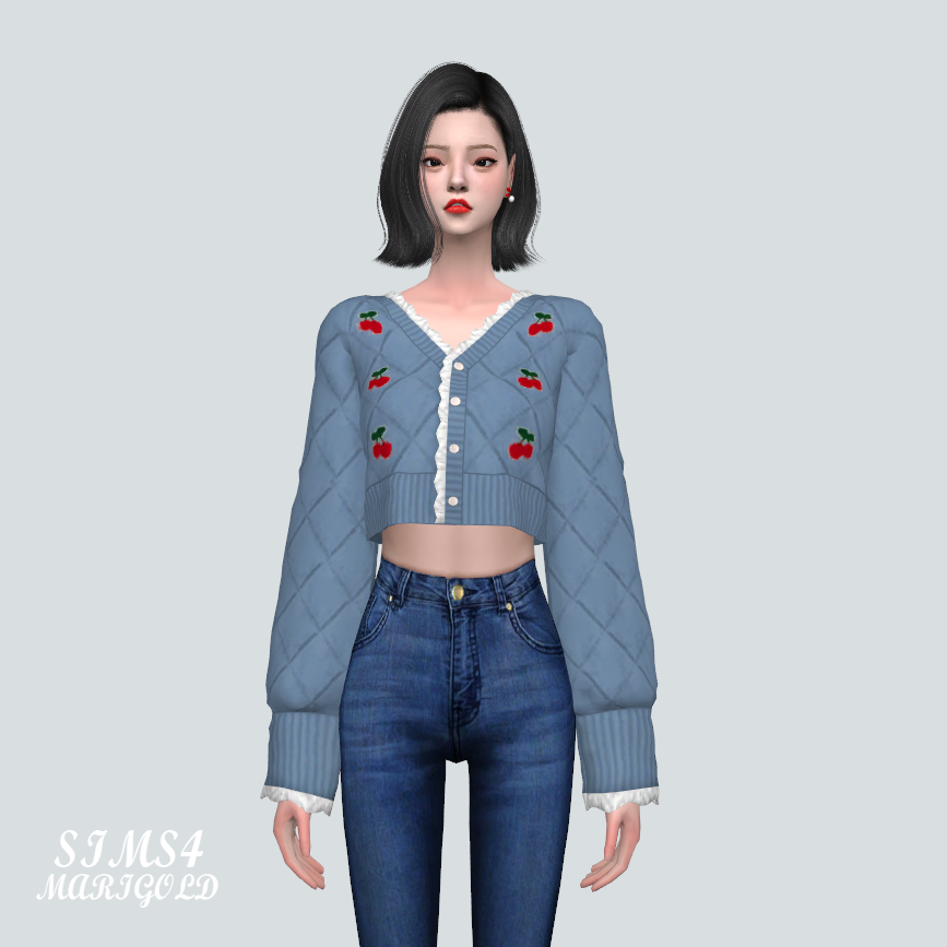 🍒Кардиган - Cherry Cardigan для Симс 4. Скачать мод