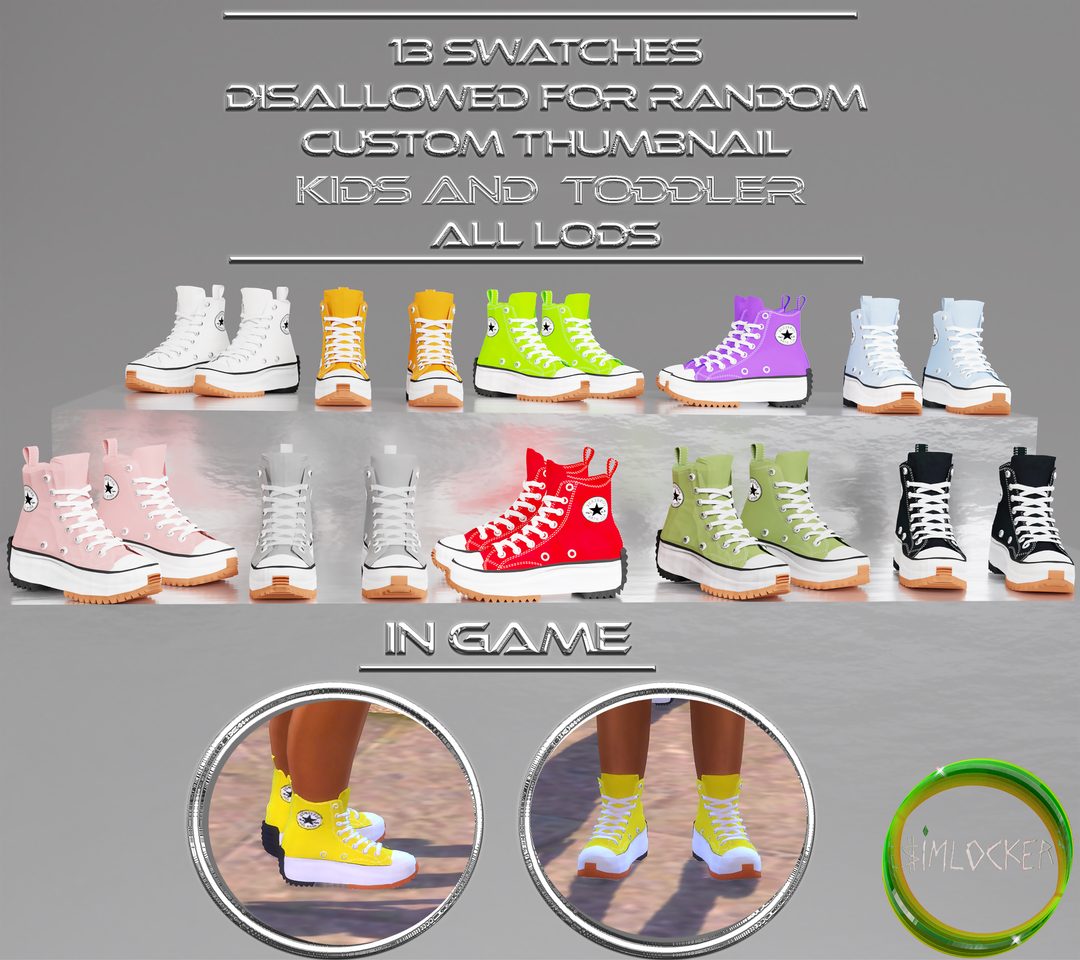 Кеды - CONVERSE RUN STAR (toddler, child)  для Симс 4. Скачать мод