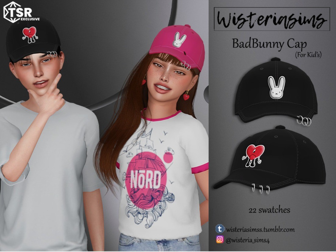Кепка "BadBunny Cap child" для Симс 4. Скачать мод