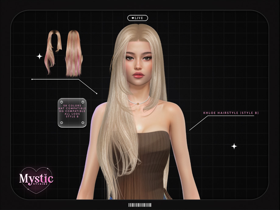 Khloe (Hairstyle) - Style B для Симс 4. Скачать мод