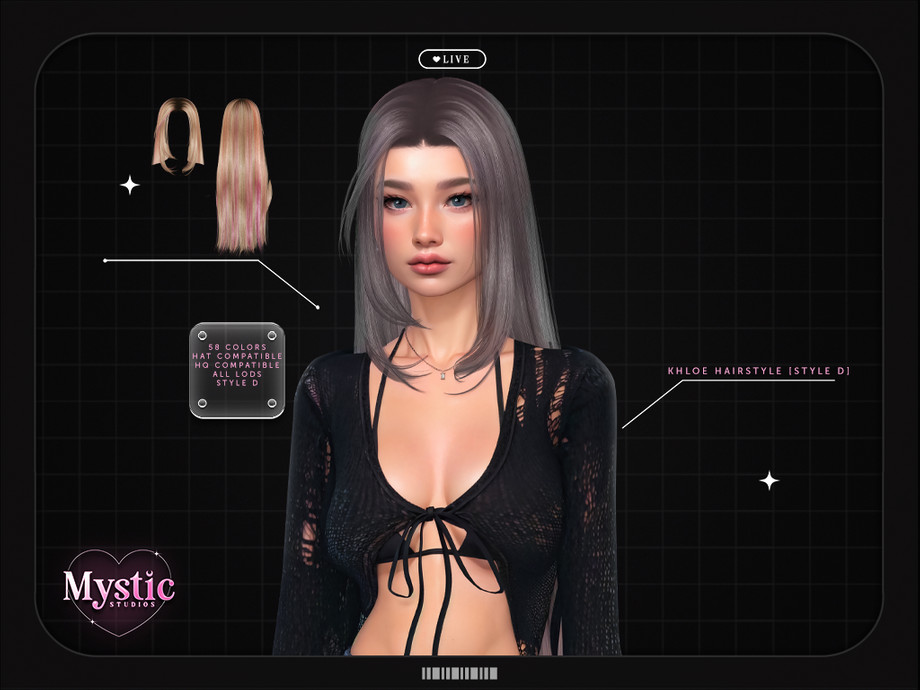 Khloe (Hairstyle) - Style D для Симс 4. Скачать мод