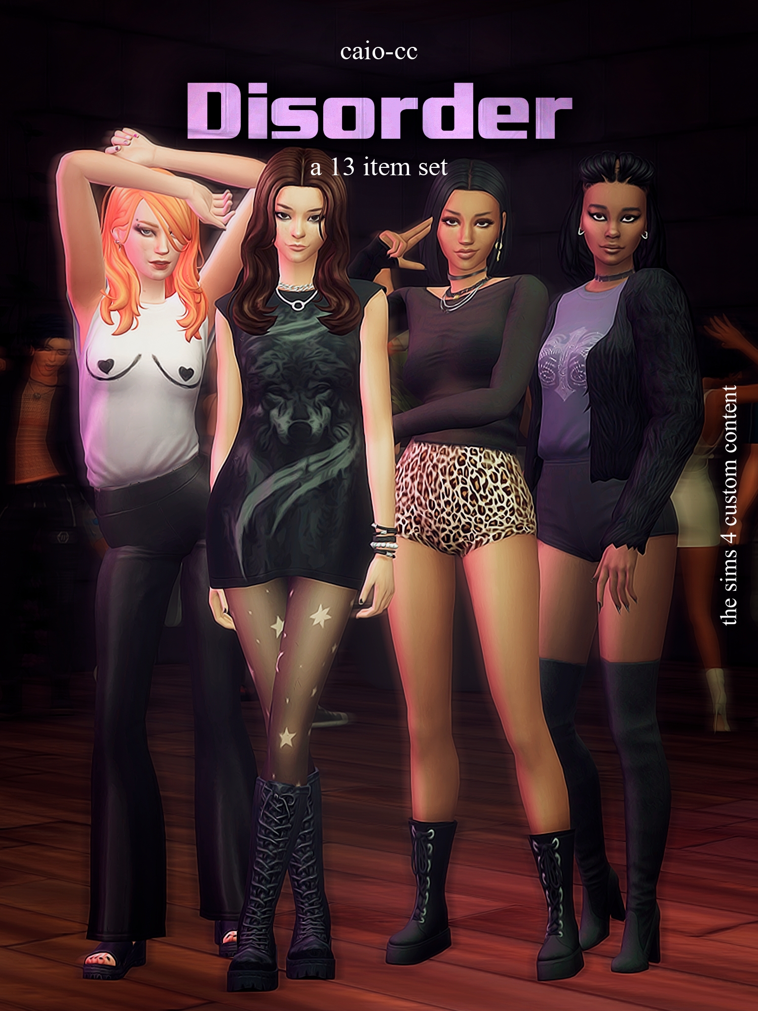 Коллекция женской "Disorder: A 13 items set" для Симс 4. Скачать мод