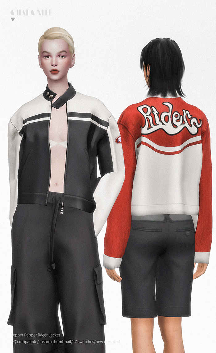 Кожаная куртка "Pepper Pepper Racer Jacket" для Симс 4. Скачать мод