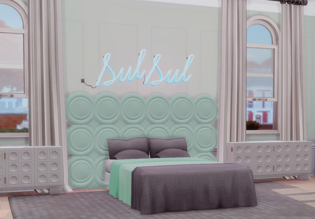 Кровать - The Modern Medallion Bed для Симс 4. Скачать мод