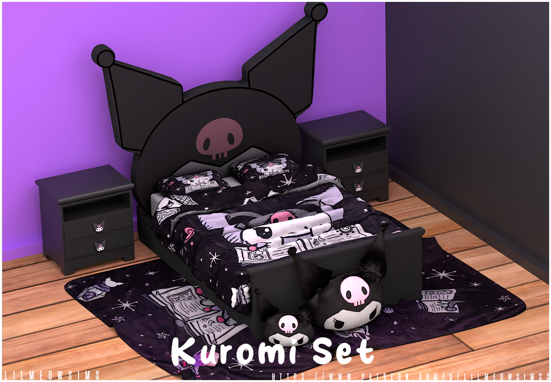 Kuromi Bedroom Set для Симс 4. Скачать мод