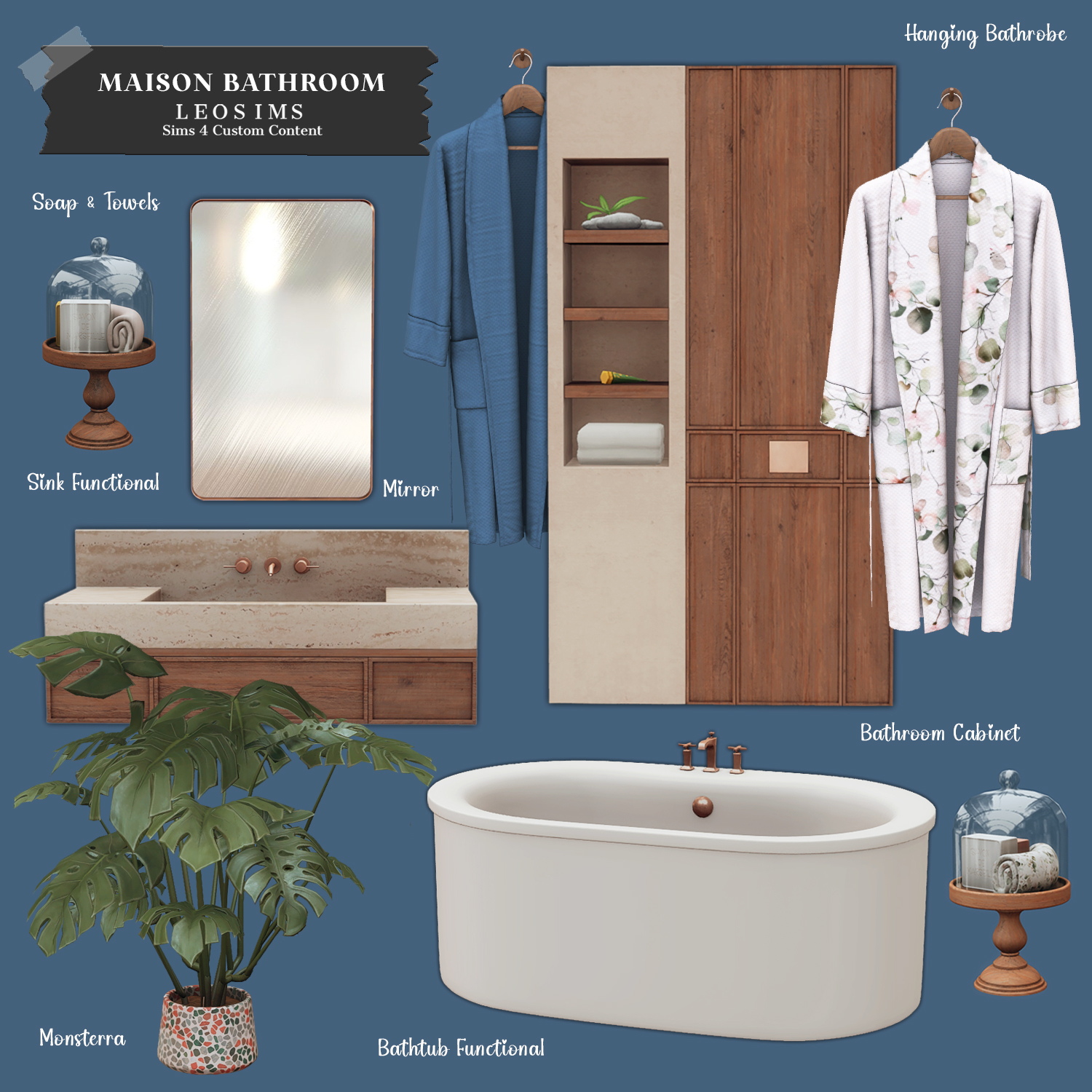 💙Maison Bathroom - Предметы для ванной комнаты  для Симс 4. Скачать мод