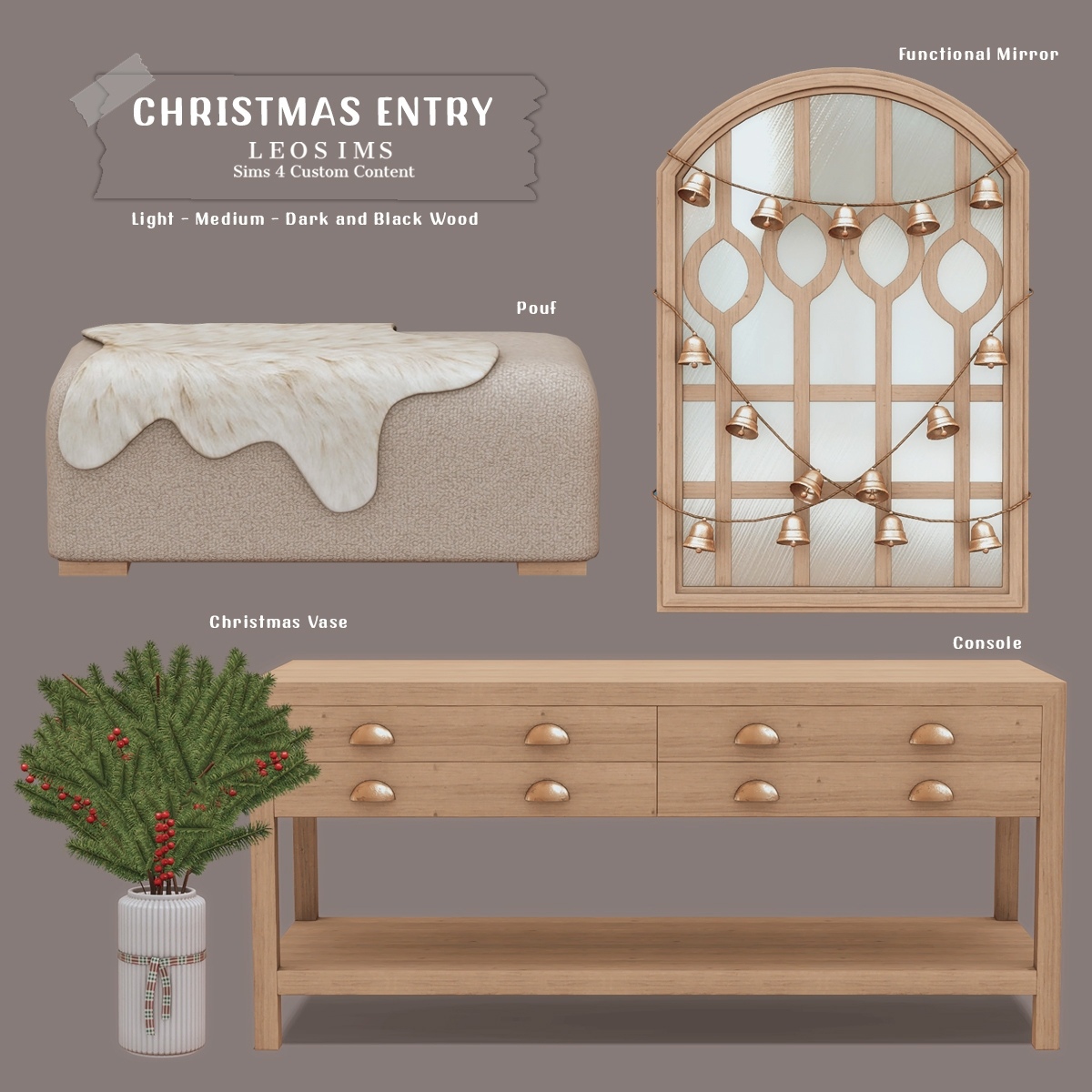 Мини набор мебели и декора - Christmas Entry для Симс 4. Скачать мод