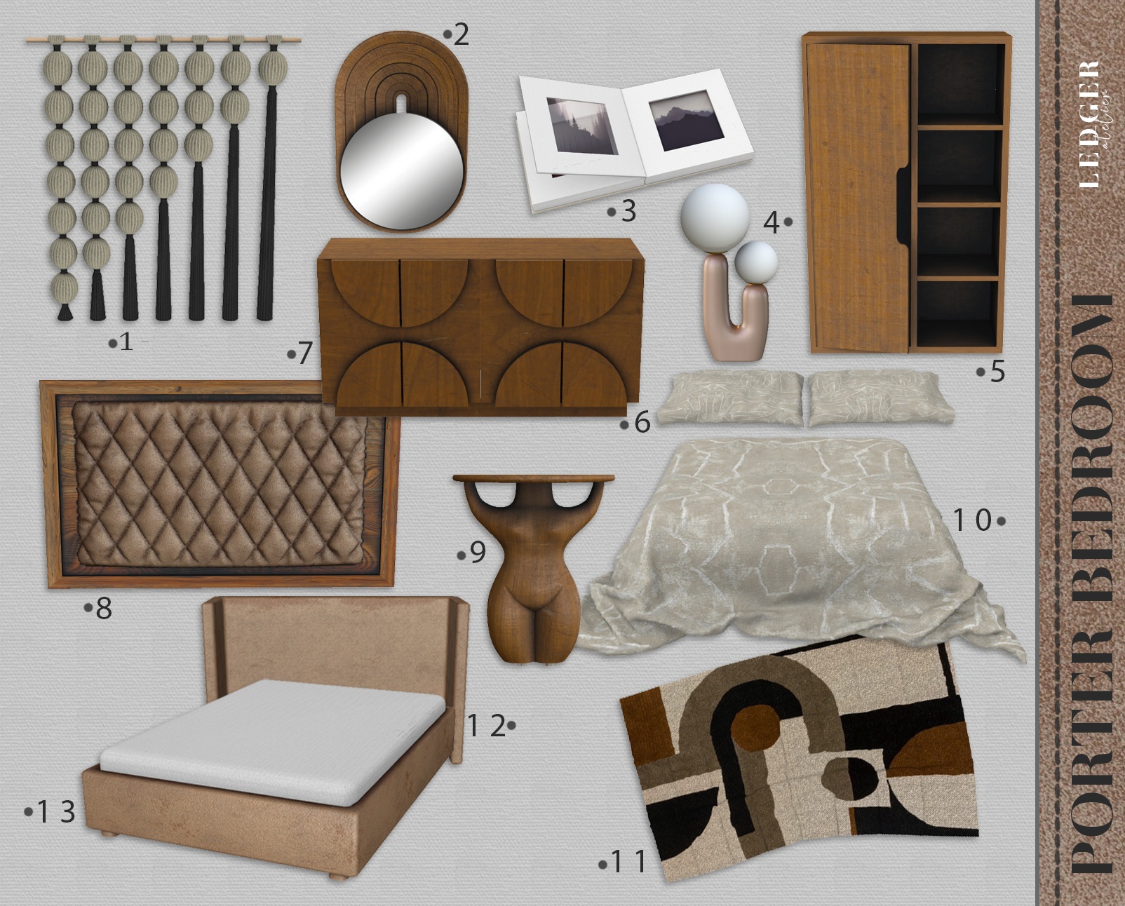 Набор для спальни - Porter Bedroom  для Симс 4. Скачать мод