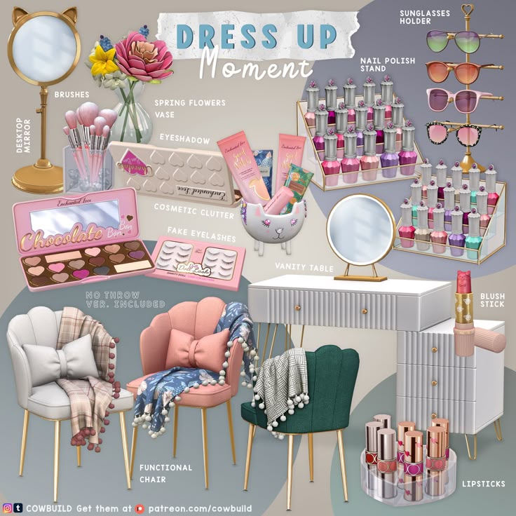 💄Набор мебели и декора - Dress Up Moment для Симс 4. Скачать мод