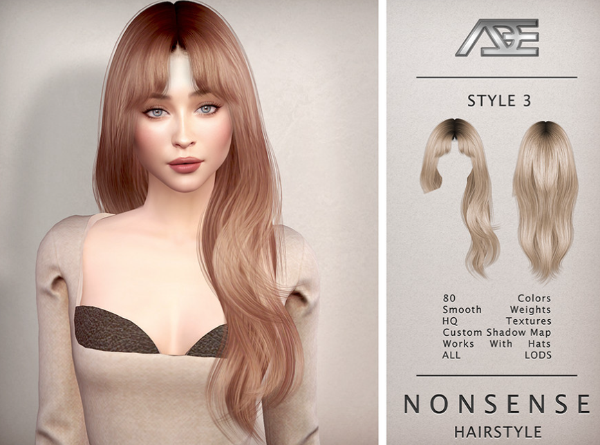 Nonsense - Style 3 (Hairstyle) для Симс 4. Скачать мод