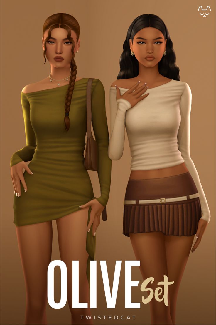 Olive Set - Женская одежда  для Симс 4. Скачать мод