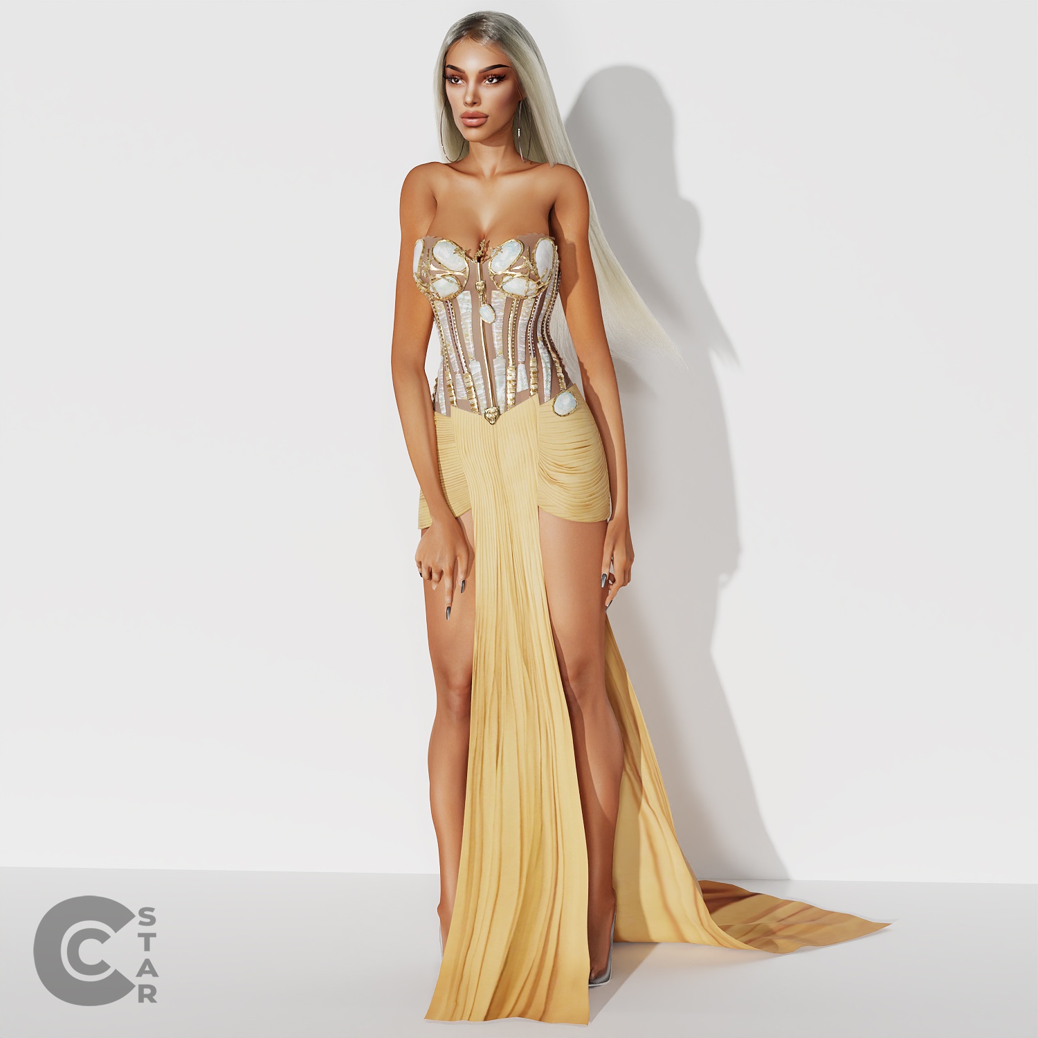 Pearl Detailed Mermaid Tail Gown для Симс 4. Скачать мод