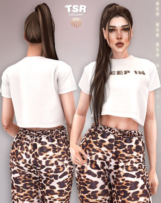 Пижама для симочек "LEOPARD PJ SET-561" для Симс 4 для Симс 4. Скачать мод