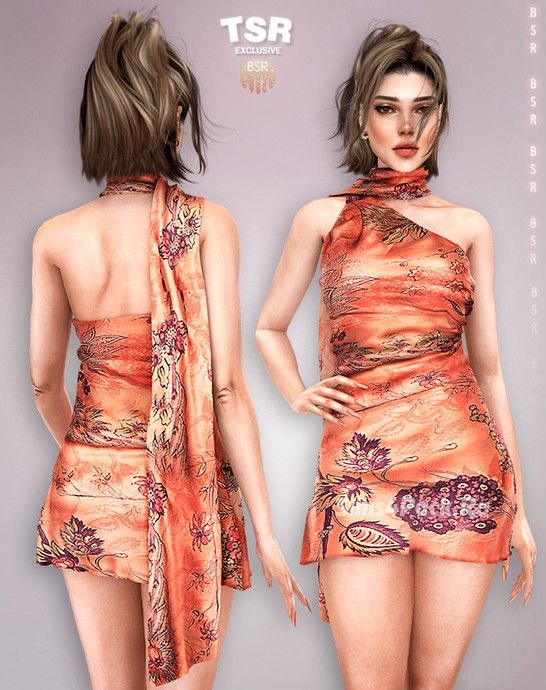 Платье для симочки "FLORAL DRESS BD1499" для Симс 4 для Симс 4. Скачать мод