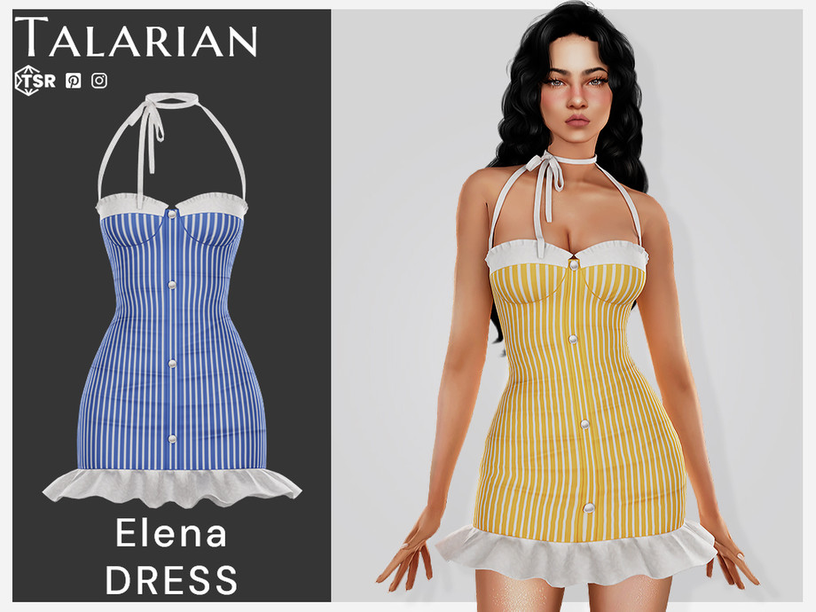 Платье "Elena Dress" для Симс 4. Скачать мод