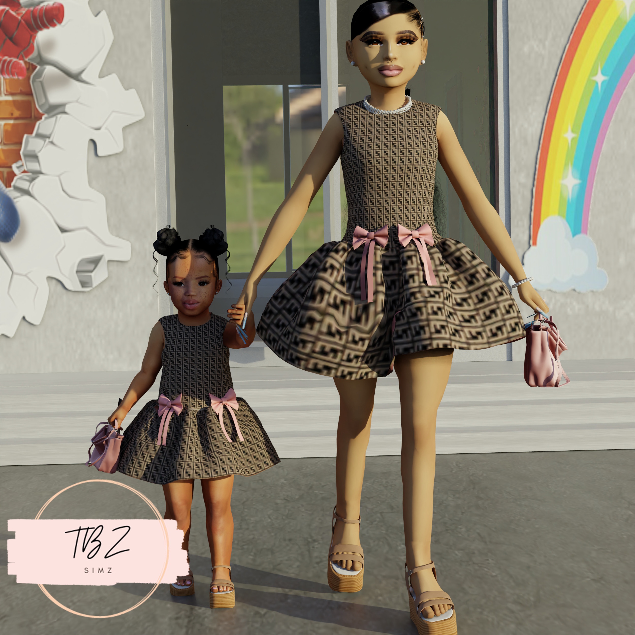 Платье - Fendi Gworls для Симс 4. Скачать мод