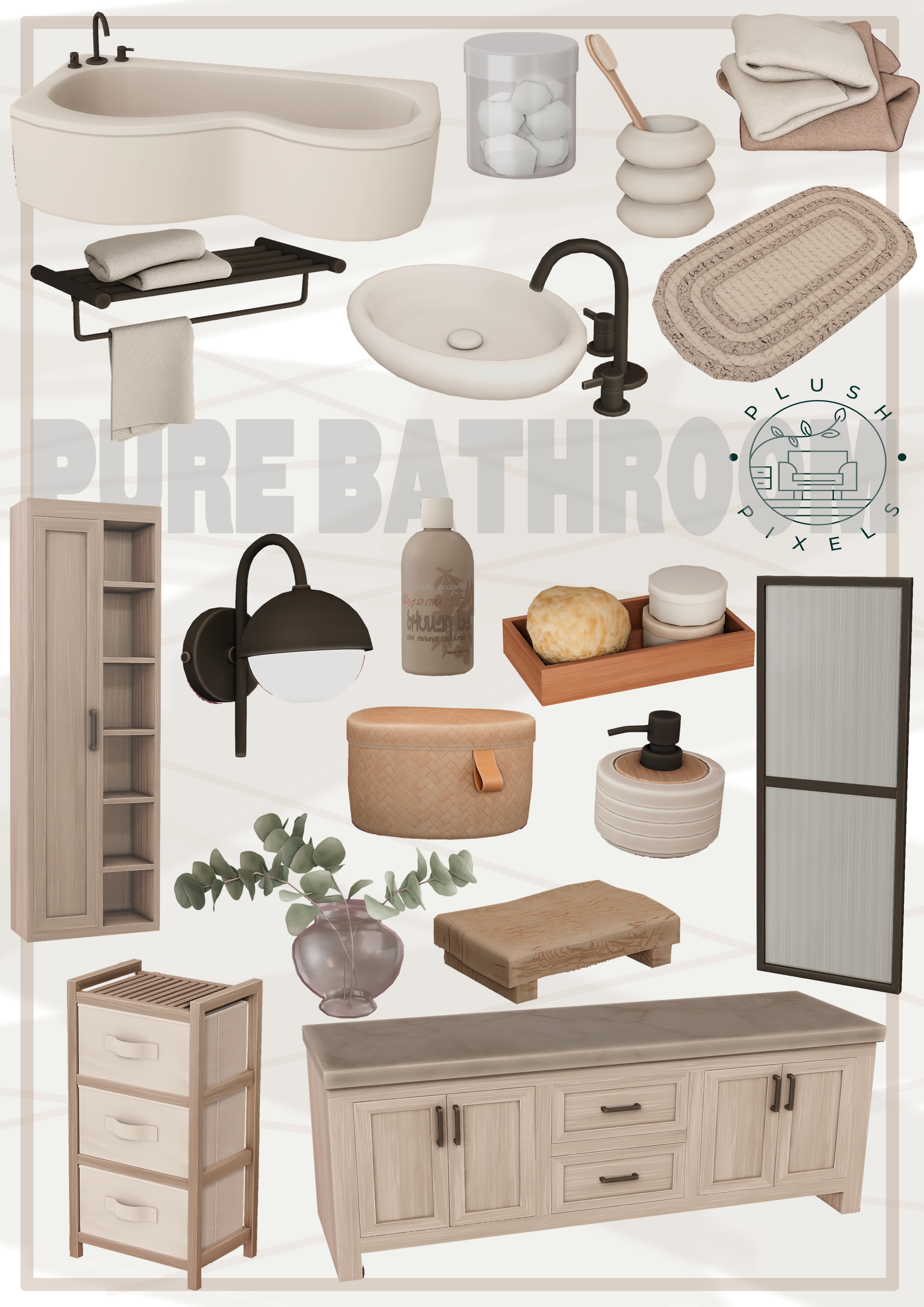 Pure bathroom - by Plush pixels для Симс 4. Скачать мод