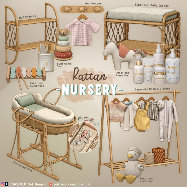Rattan Nursery от cowbuild для Симс 4. Скачать мод