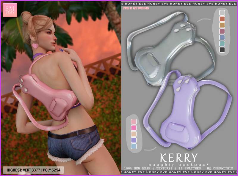 Рюкзак аксессуар Kerry Naughty Backpack :)) для Симс 4. Скачать мод