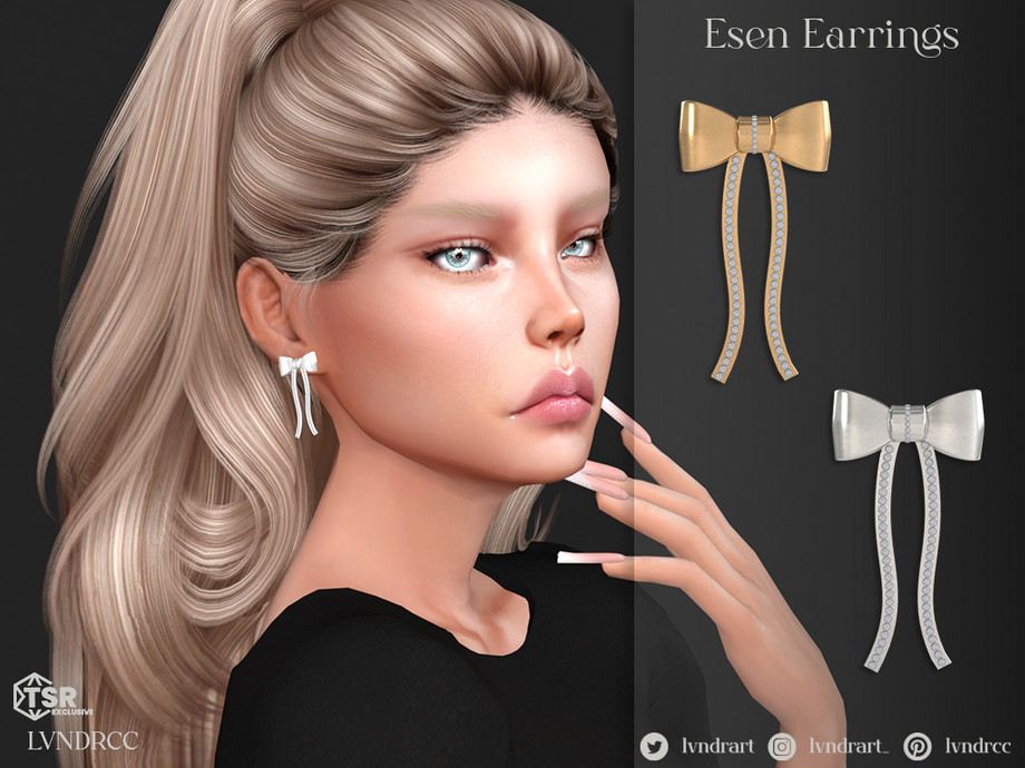 Серьги - Esen Earrings для Симс 4. Скачать мод
