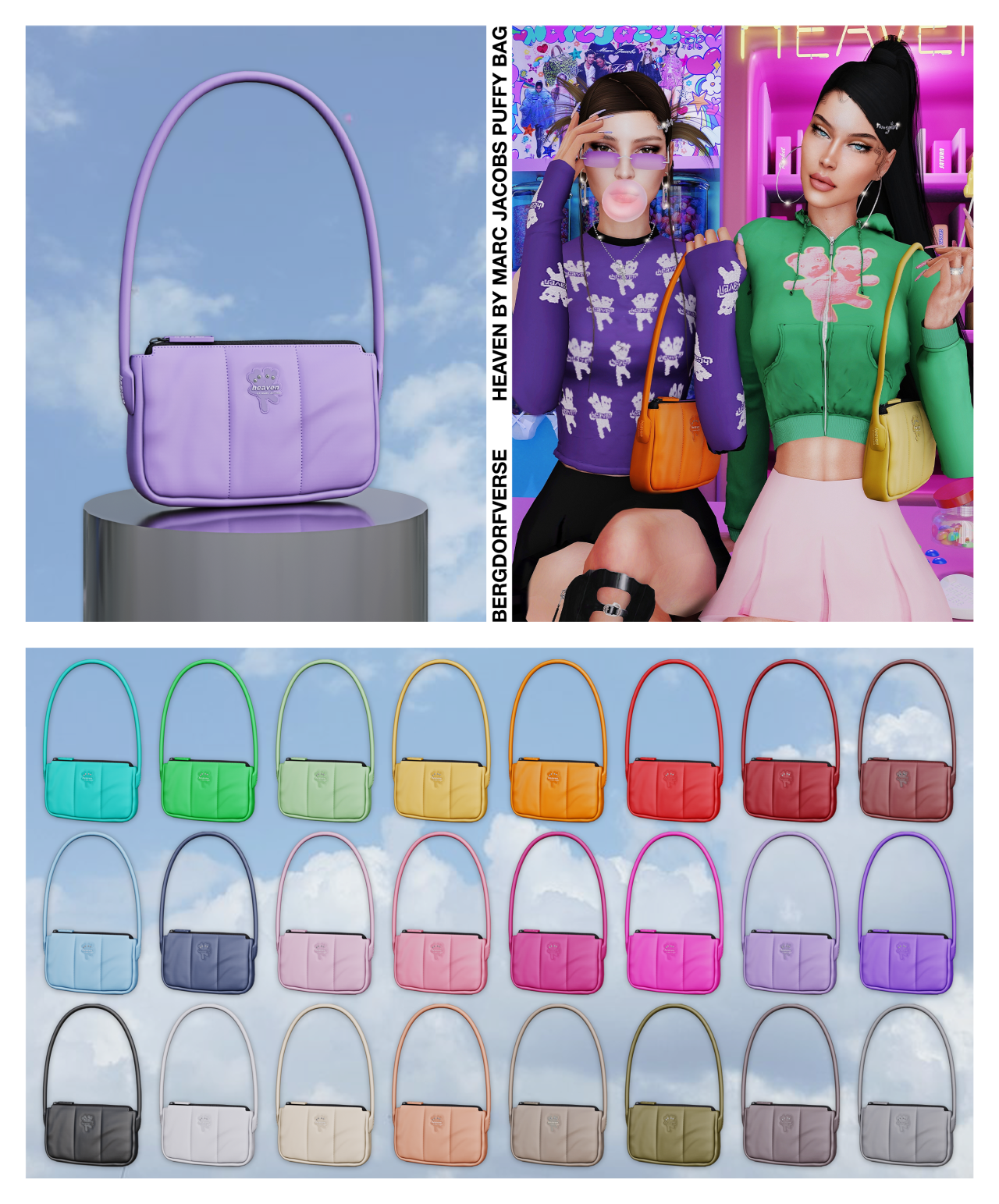 🩵Сумочка - Marc Jacobs Puffy Bag  для Симс 4. Скачать мод