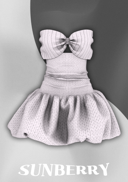 [SUNBERRY] V.2 Ribbon knit top mini dress 24.16 для Симс 4. Скачать мод