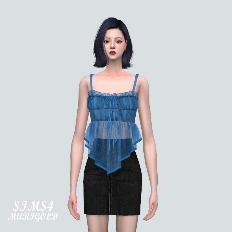 Топ - Ribbon Sleeveless Top для Симс 4. Скачать мод