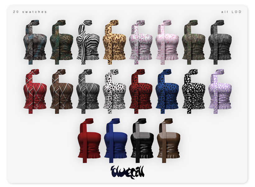 Топ с шарфом "female scarf-neck bustier" для Симс 4. Скачать мод