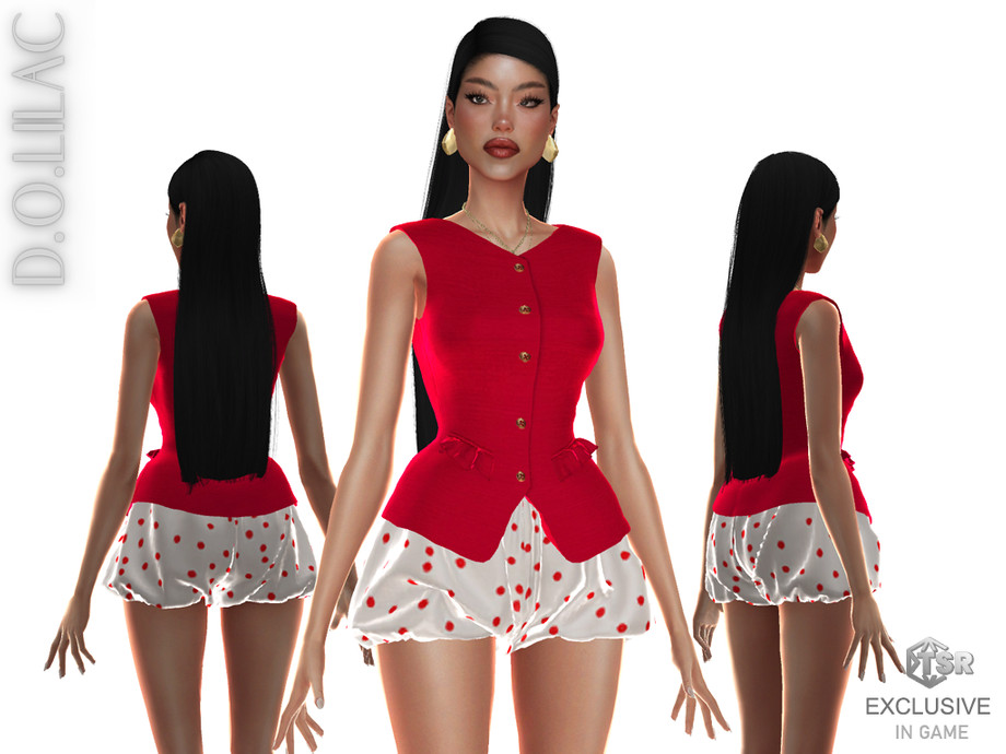 Жилет и шорты - Satin Shorts & Linen Vest  для Симс 4. Скачать мод