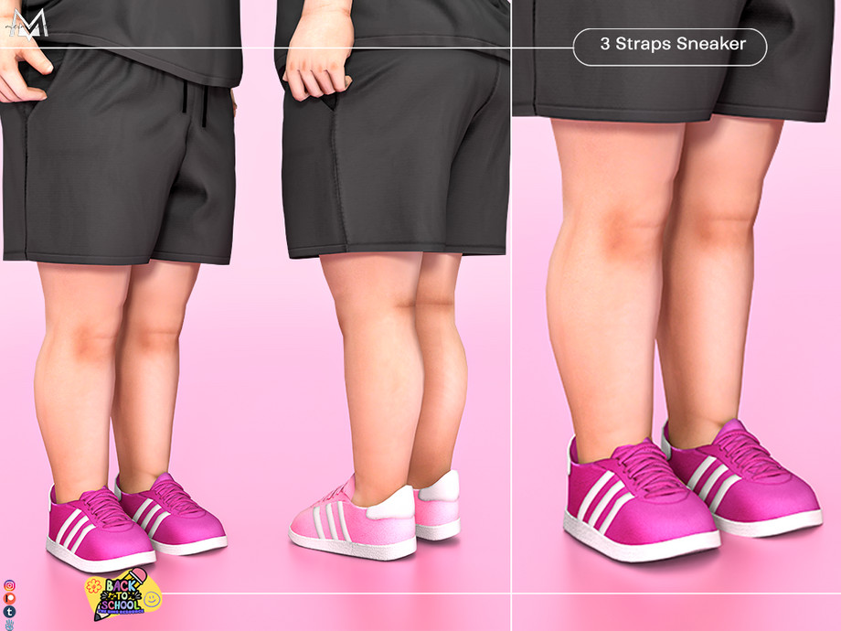 3 Straps Sneaker - кеды (toddler, child) для Симс 4. Скачать мод