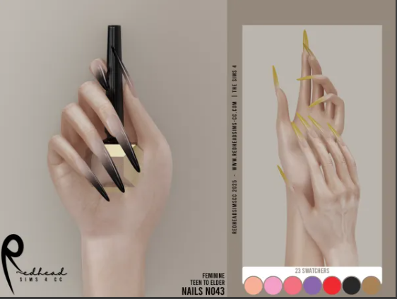 AF NAILS N043 Ноготки для Симс 4. Скачать мод