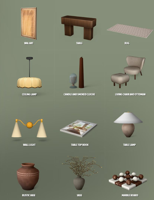 Arcadian Living Room для Симс 4. Скачать мод