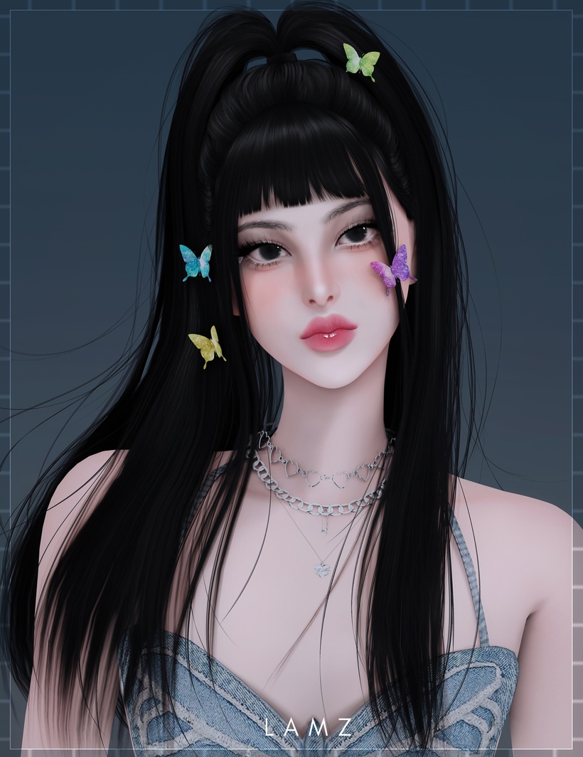 Attention Hyeinhair 001F-002F для Симс 4. Скачать мод
