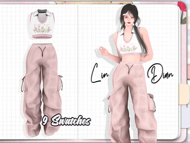 🌷Аутфит - Tops and cargo pants для Симс 4. Скачать мод
