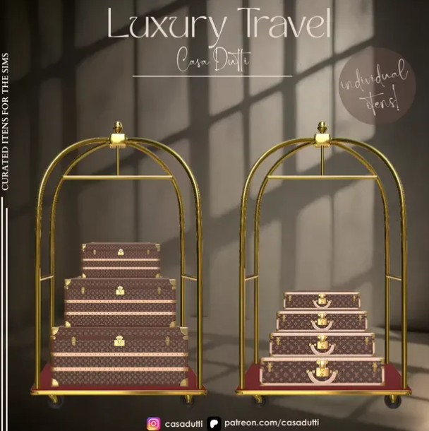 Багаж чемоданов от Louis Vuitton для Симс 4. Скачать мод