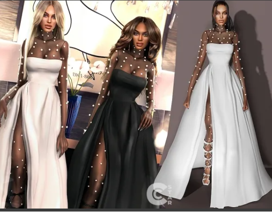 Ball Gown With Pearl Bodysuit для Симс 4. Скачать мод