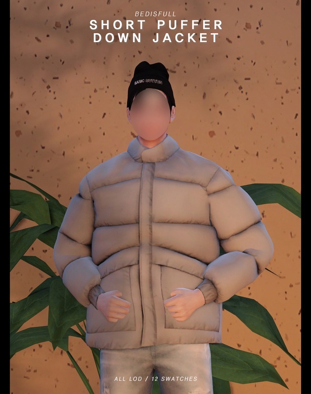 BED_TS4 M Short puffer down jacket для Симс 4. Скачать мод