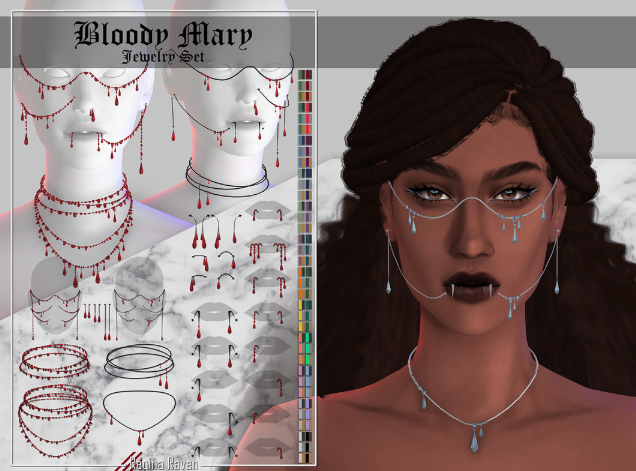 Bloody Mary Jewelry Set для Симс 4. Скачать мод