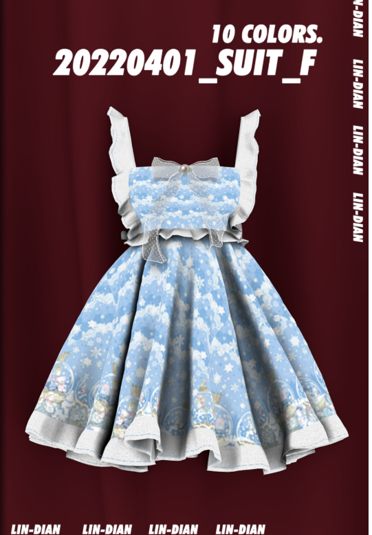 Blue Dress LIN-DIAN  для Симс 4. Скачать мод