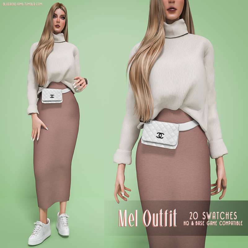 BlueRose-sims Mel Outfit  для Симс 4. Скачать мод