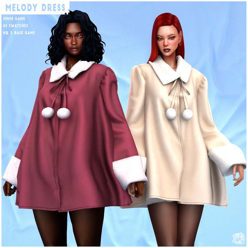 BlueRose-sims MELODY DRESS для Симс 4. Скачать мод