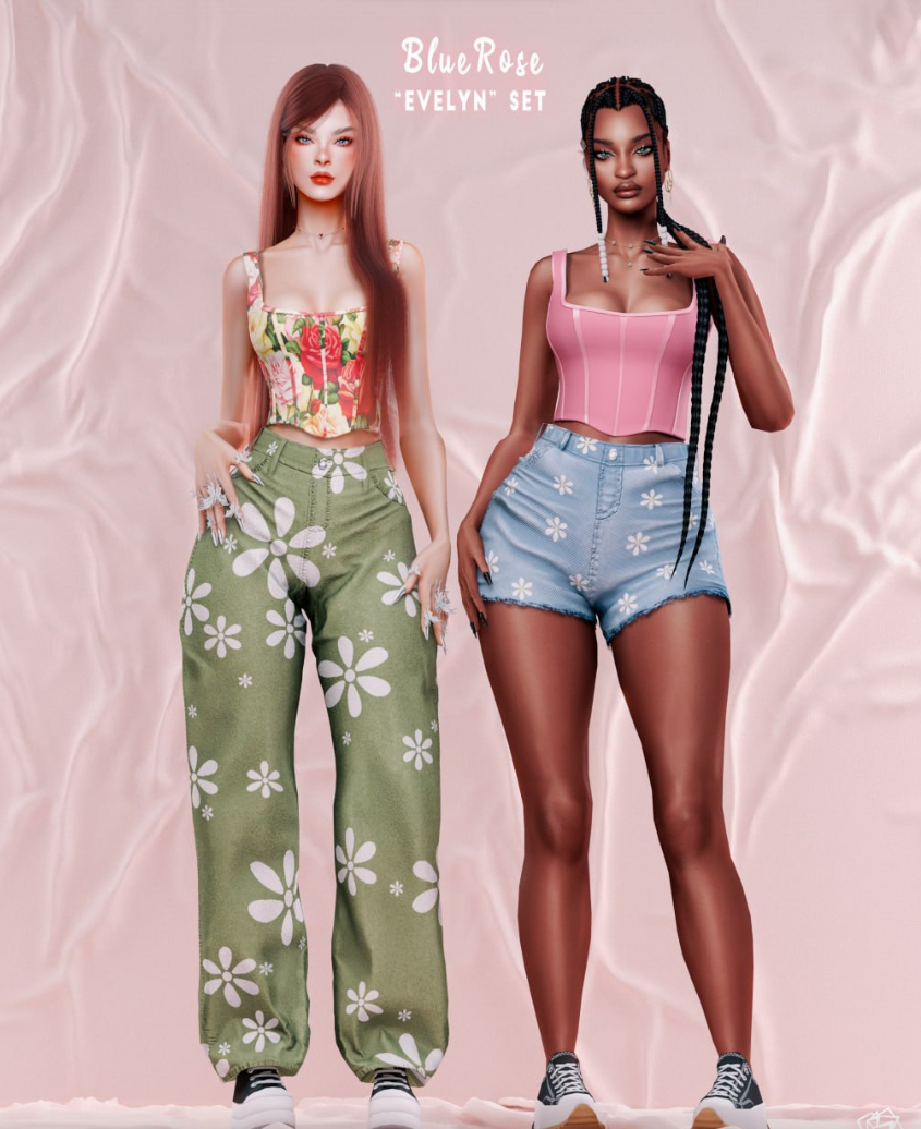 Bluerosesims - Evelyn Spring Set для Симс 4. Скачать мод