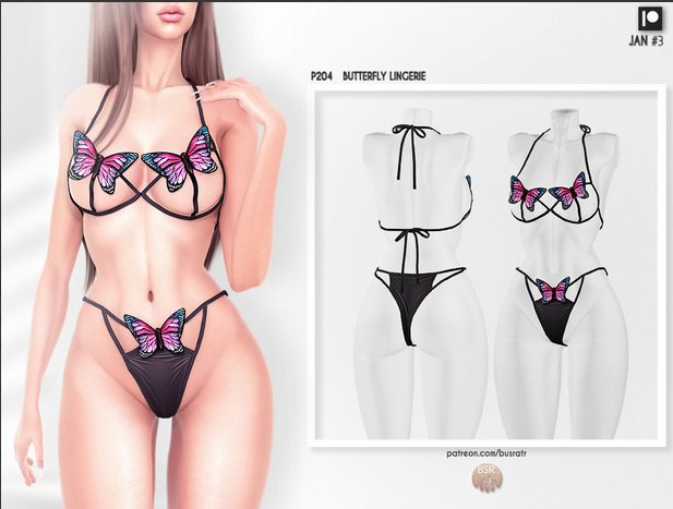BusraTR - Butterfly Lingerie  для Симс 4. Скачать мод