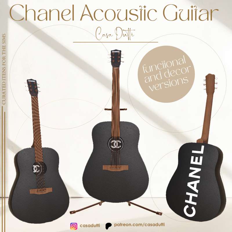 Chanel Limited Edition Acoustic Guitar для Симс 4. Скачать мод