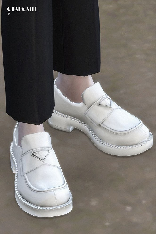 Charonlee - Prada Leather Loafers для Симс 4. Скачать мод